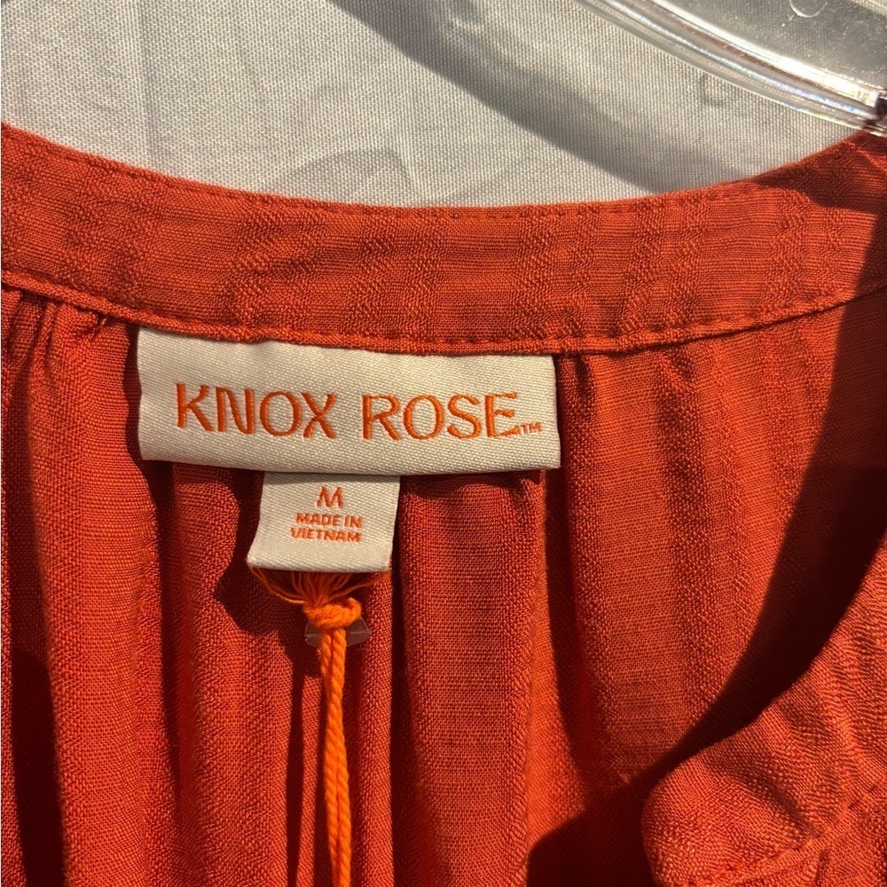 Knox Rose Women's Orange Ruffle Top - Picture 2 of 10